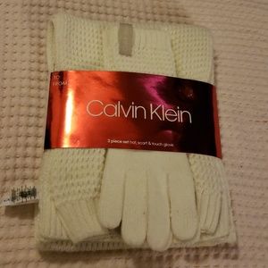 Calvin Klein 3 piece set Hat, scarf, touch gloves